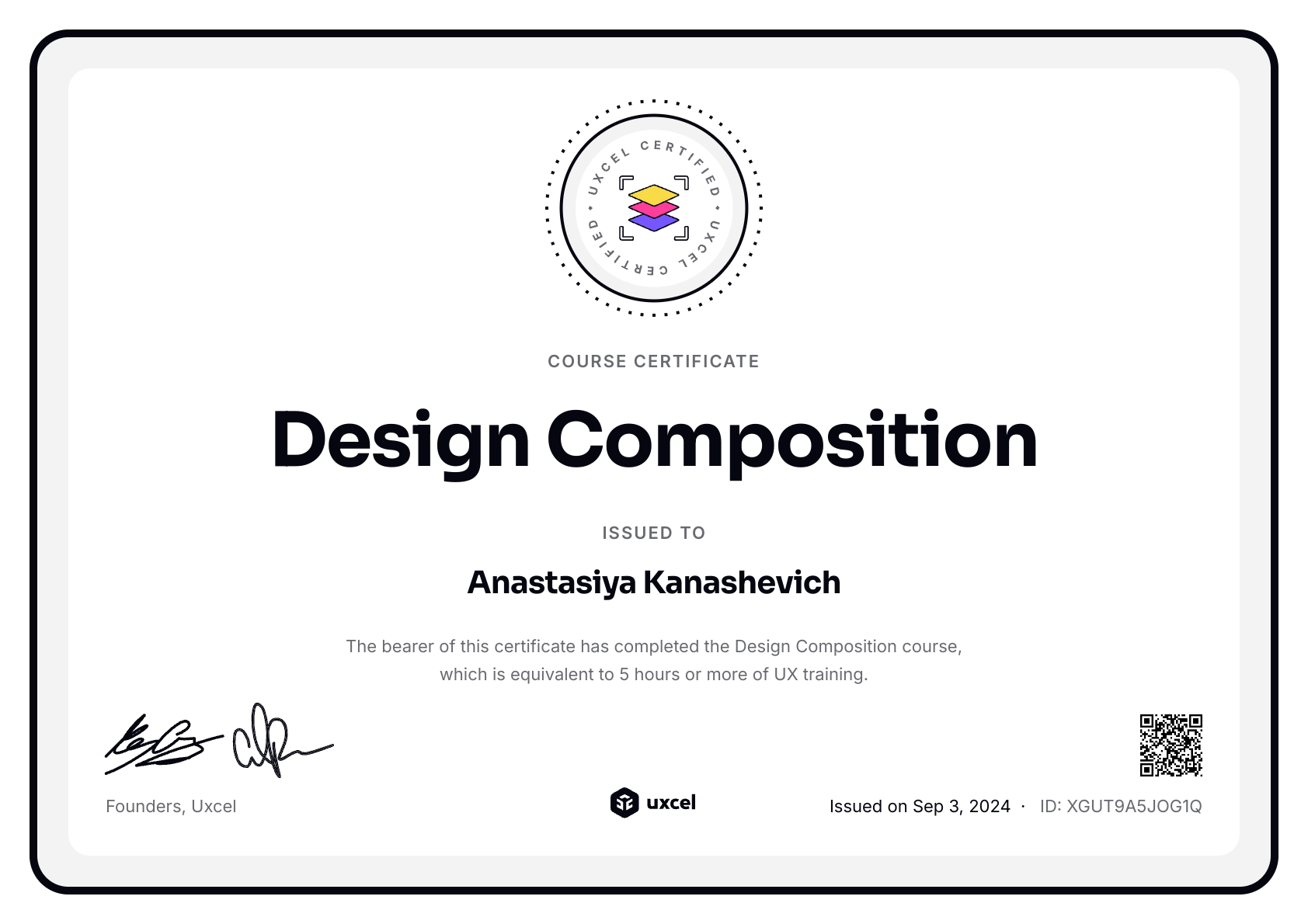 Anastasiya Kanashevich's certificate
